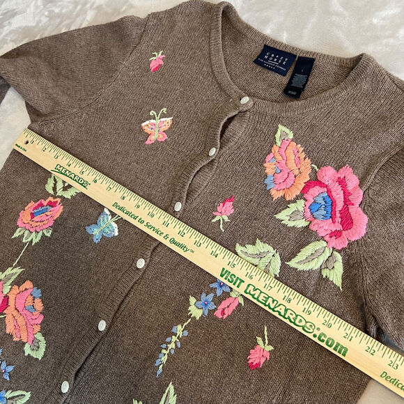 Crazy Horse Sweater Womens 1X Floral Silk Blend Cardigan Boho Cottage Hippie - Picture 8 of 10